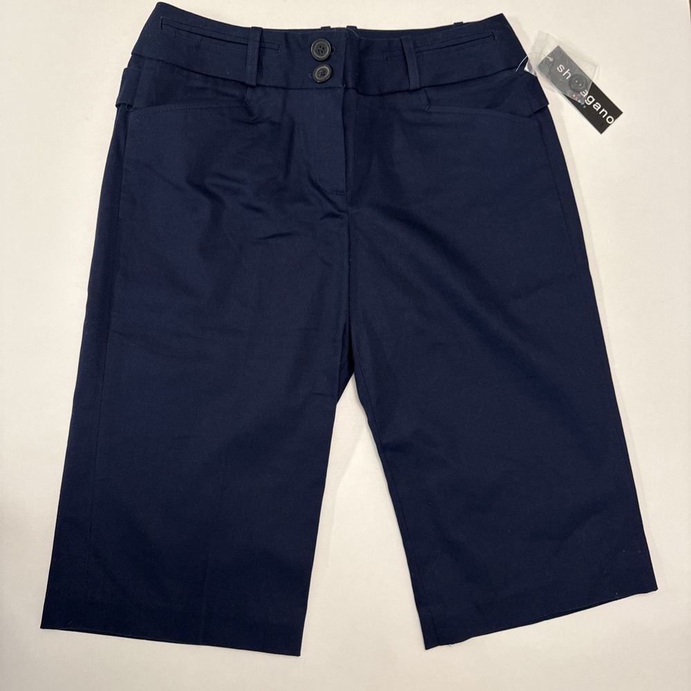 Sharagano Women's Bermuda Shorts Sz 6 Blue Cotton Stretch NWT